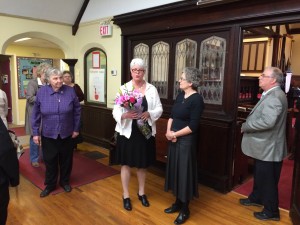 At the reception following the Recognition service,  Rev Cathy was welcomed with a beautiful bouquet of flowers!